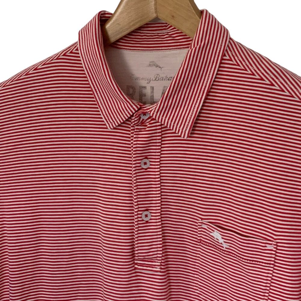 Tommy Bahama RELAX Mens M Pima POCKET S/S Striped Polo Shirt